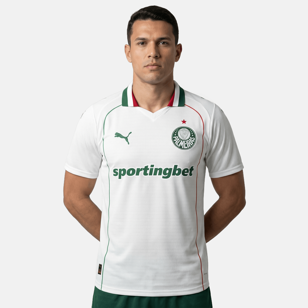 Camisa Puma Palmeiras 26/27 Away Jogador, Camisas de Futebol, PIQUE DE JOGADOR, SOBRE O PRODUTO O novo uniforme resgata a origem do clube mais vitorioso, construindo uma ponte entre o passado e o presente partindo da estética do Velho Continente para o clima de esperança encontrado pelos imigrantes que desembarcaram no Brasil. Com detalhes em homenagem aos ítalo-brasileiros que fundaram o clube em 1914. CARACTERÍSTICAS E BENEFÍCIOS Mesma camisa usada pelos seus ídolos, feita com combinação de tecidos tecnol