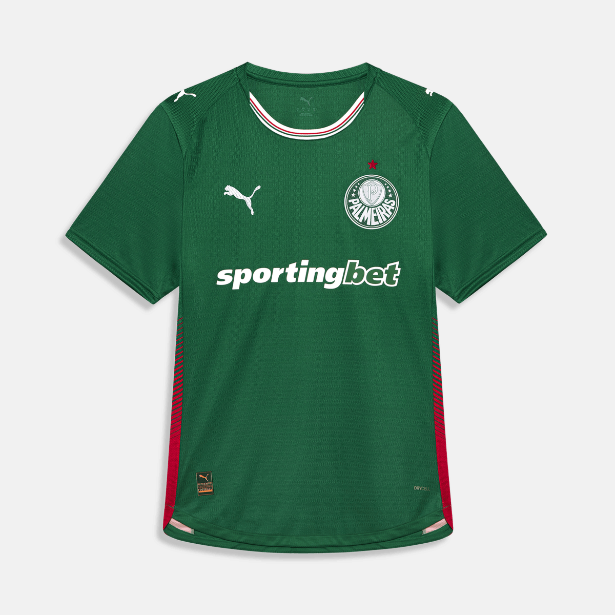 Camisa Puma Palmeiras 26/27 Home Jogador, Camisas de Futebol, PIQUE DE JOGADOR, SOBRE O PRODUTO O novo uniforme resgata a origem do clube mais vitorioso, construindo uma ponte entre o passado e o presente partindo da estética do Velho Continente para o clima de esperança encontrado pelos imigrantes que desembarcaram no Brasil. Com detalhes em homenagem aos ítalo-brasileiros que fundaram o clube em 1914. CARACTERÍSTICAS E BENEFÍCIOS Mesma camisa usada pelos seus ídolos, feita com combinação de tecidos tecnol