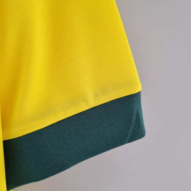 Camisa Retrô 1970 Seleção Brasileira Home, , PIQUE DE JOGADOR, Reviva um dos momentos mais marcantes da história do futebol com a Camisa Retrô Seleção Brasileira 1970. Inspirada no uniforme utilizado pela lendária equipe que conquistou o tricampeonato mundial no México, essa peça representa a essência do futebol arte que encantou o mundo. O design clássico em amarelo vibrante com detalhes verdes resgata fielmente o visual utilizado por craques históricos como Pelé, Jairzinho, Tostão, Rivellino e Carlos Albe