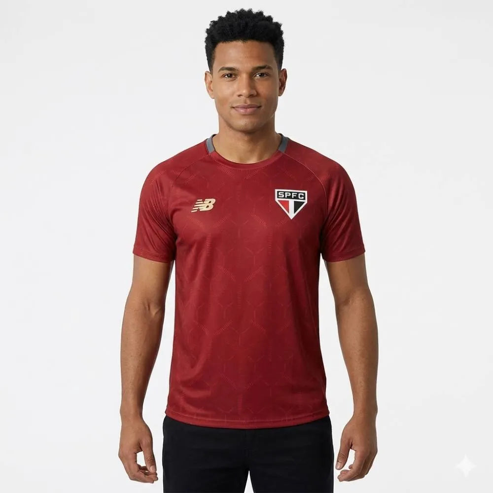 Camisa São Paulo Treino Vermelha 25/26 - NB Torcedor Masculina Lançamento, camisa são paulo, PIQUE DE JOGADOR, -PIQUE DE JOGADOR