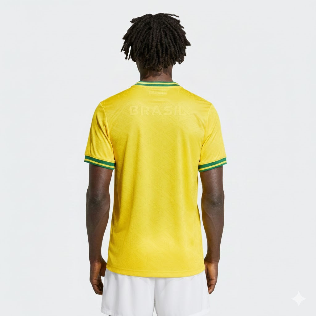 Camisa Umbro Retrô Seleção Brasil 1991/92 Home, , PIQUE DE JOGADOR, Reviva um período marcante da história da Seleção Brasileira com a Camisa Umbro Retrô Seleção Brasil 1991/92 Home. Inspirada no uniforme utilizado no início da década de 1990, essa peça resgata um design clássico que marcou a transição entre gerações do futebol brasileiro. O modelo apresenta o tradicional amarelo da Seleção com detalhes verdes, seguindo o estilo característico da Umbro na época, com linhas simples e identidade forte dentro 
