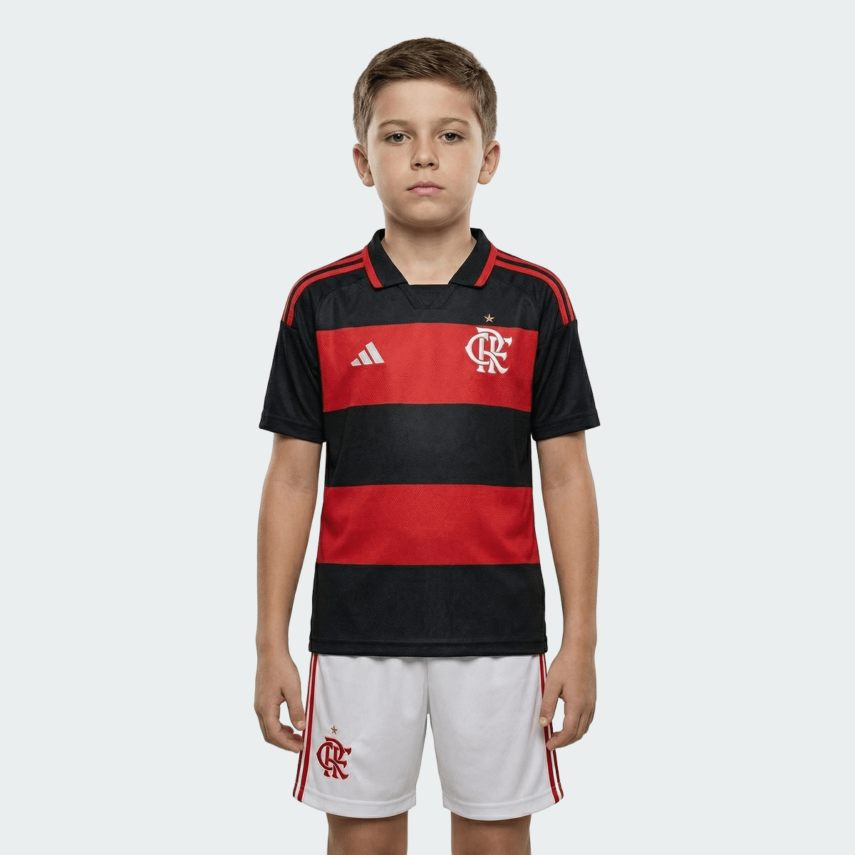 Conjunto Infantil Adidas Flamengo 26/27 I, Camisa Futebol, Adidas, VISTA O MANTO! Conheça a Camisa I CR Flamengo 26, uma mistura de tradição no futebol e inovação adidas. Criada para aqueles que vivem e respiram o esporte, esta é mais do que apenas uma camisa - é um símbolo de herança e paixão.Refrescante. Seca. Pronta. A tecnologia Climacool absorve e dispersa o suor para um desempenho sem distrações, permitindo que você se concentre no jogo. Adornada com o escudo costurado do clube, esta camisa é um teste