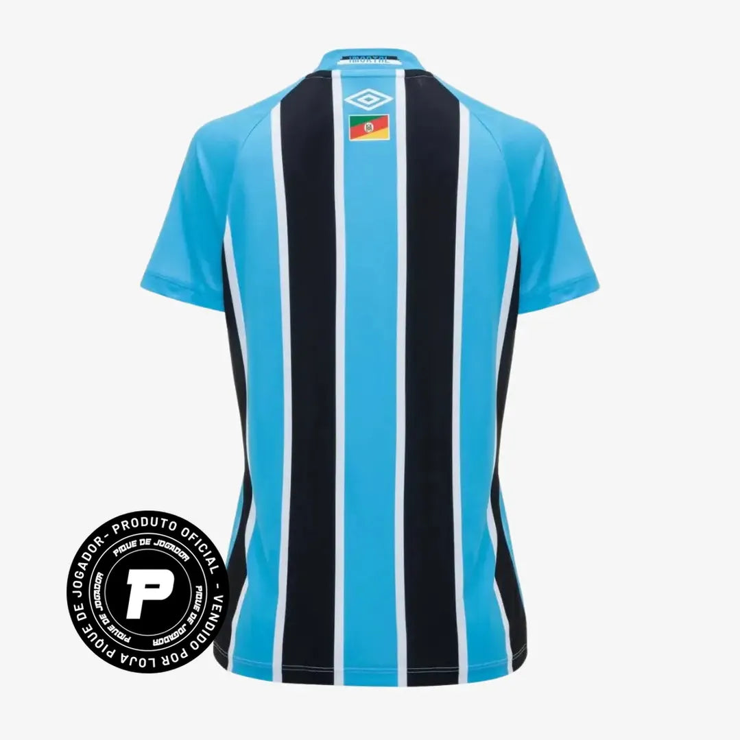 Camisa Feminina Umbro Grêmio 2025/26 I, Camisas de Futebol, PIQUE DE JOGADOR, Composição: 100% PoliésterGênero: FemininaIndicada para: Jogo/CasualGênero: MasculinoEscudo: EmborrachadoOrigem: ImportadoManga: Curta-PIQUE DE JOGADOR
