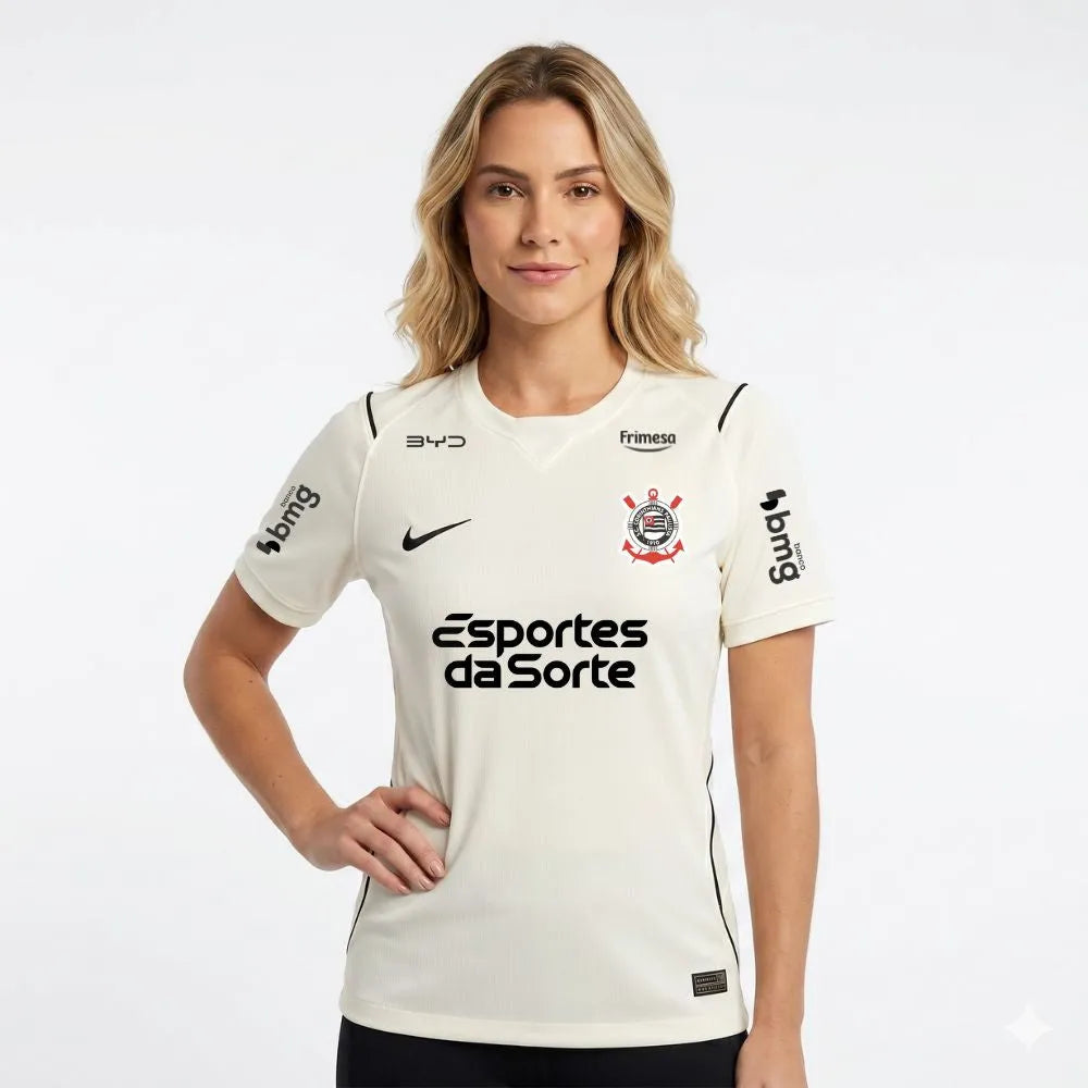 Camisa Feminina Nike Corinthians 26/27 C/ Patrocínios