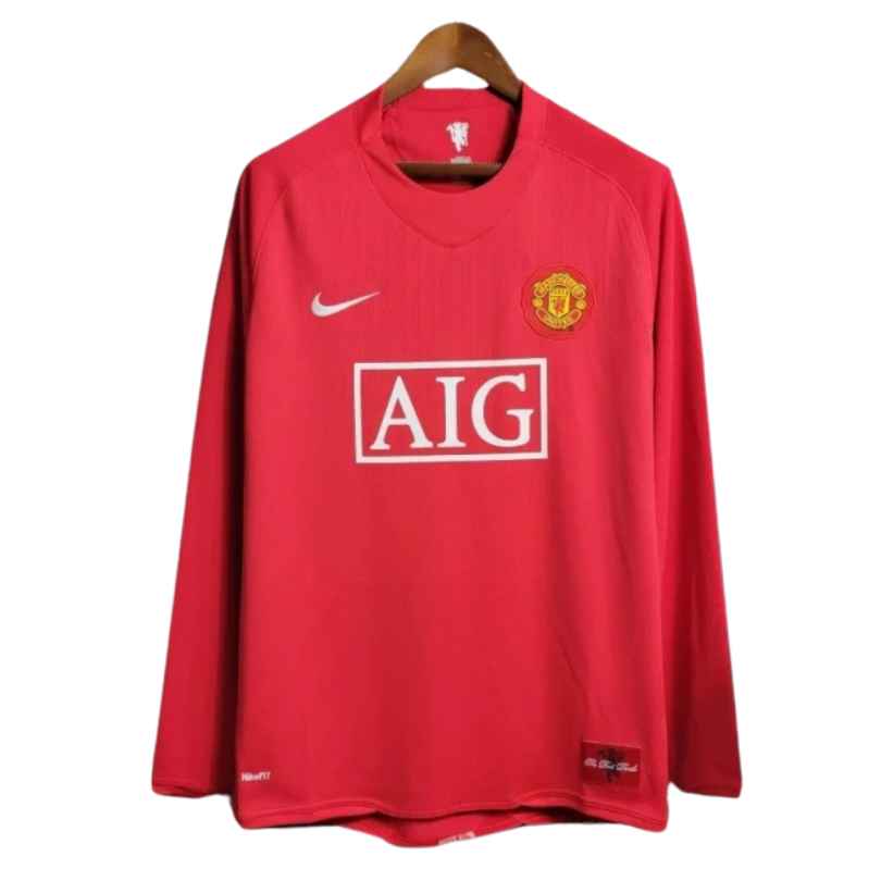 Camisa Manchester United 2007/08 Retrô Manga Longa