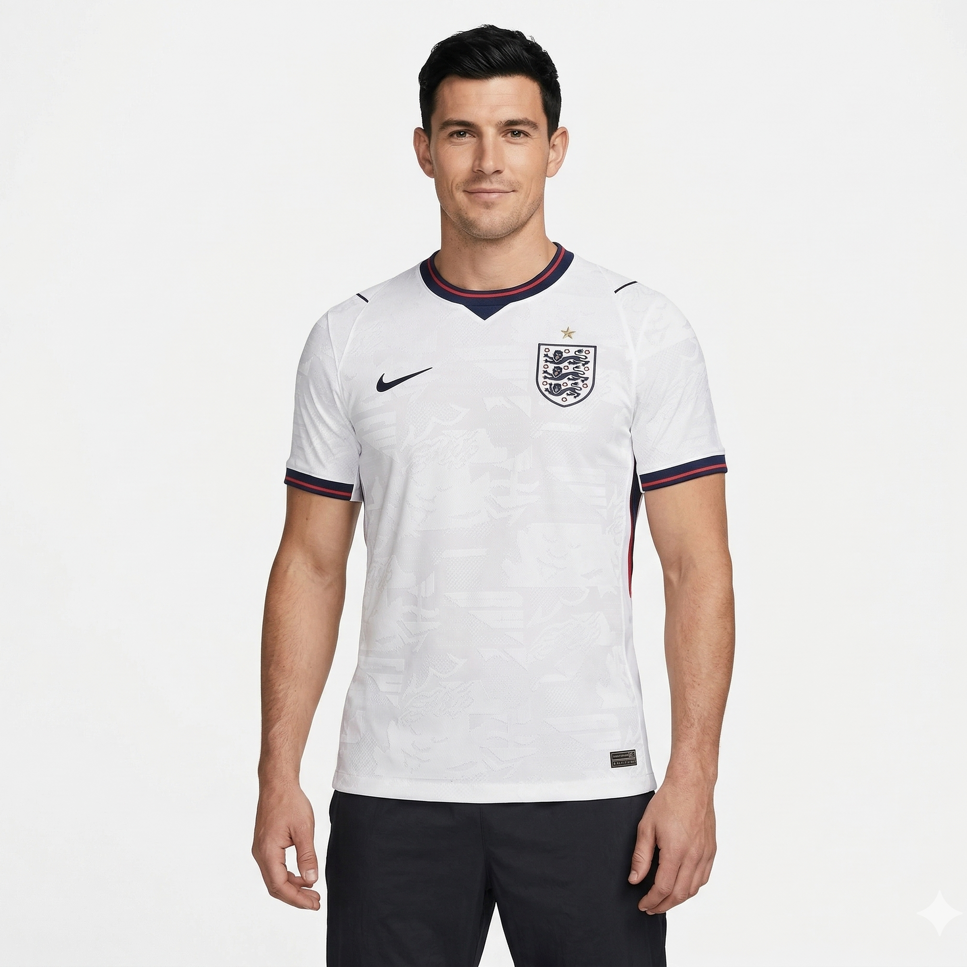 Camisa Nike Inglaterra 26/27 Home, , PIQUE DE JOGADOR, A Camisa Nike Inglaterra 2026 representa o uniforme da seleção inglesa para o ciclo da Copa do Mundo de 2026, trazendo um design moderno que respeita a tradição de uma das seleções mais históricas do futebol mundial. O modelo mantém a clássica base branca, característica marcante da Inglaterra, combinada com detalhes em azul e vermelho que fazem referência às cores da bandeira do país. O design apresenta elementos contemporâneos no colarinho e nas manga