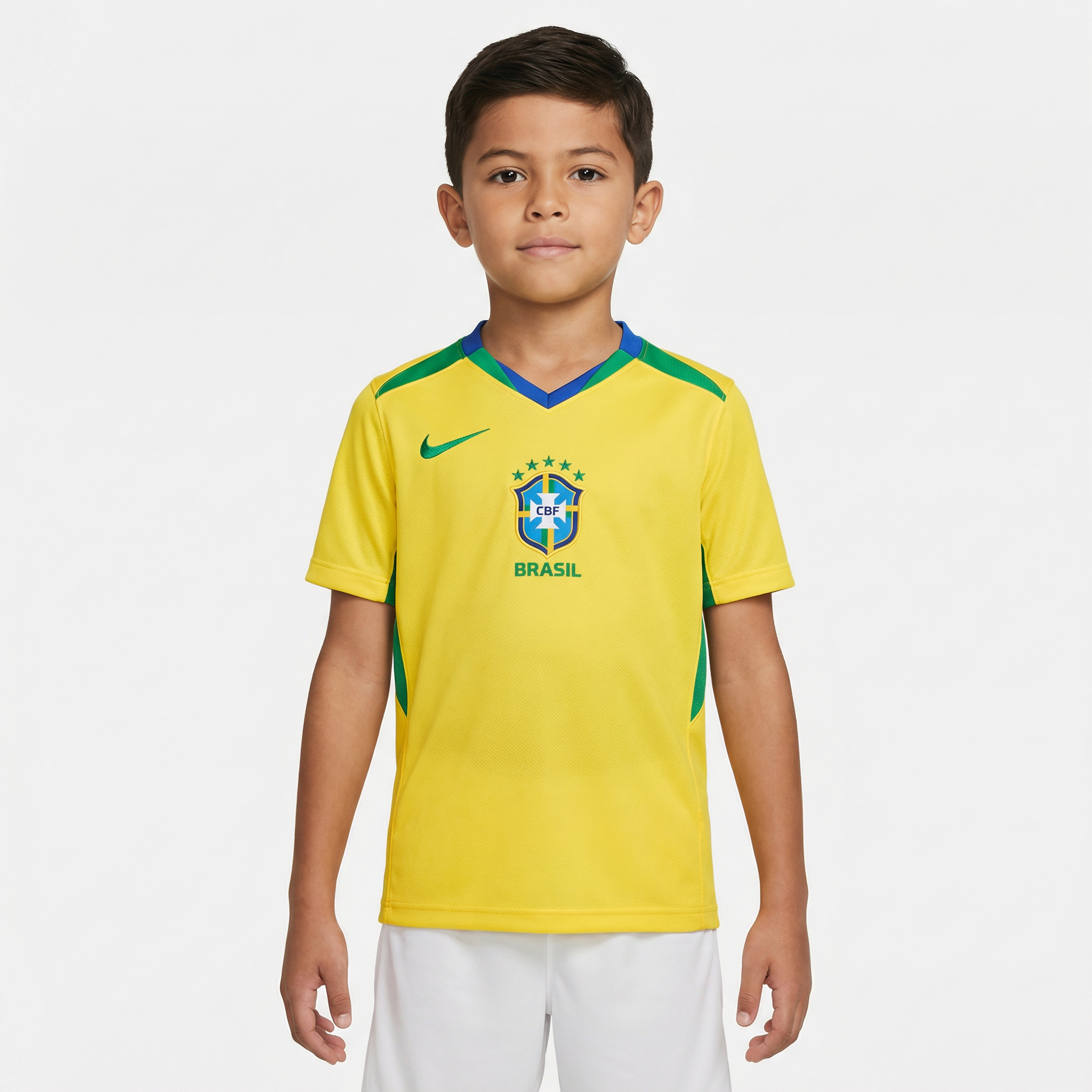 Conjunto Infantil Nike Brasil 2025 I, Kit Infantil Brasil Reserva 26/27 - Copa do Mundo, PIQUE DE JOGADOR, O Conjunto Infantil Nike Brasil 2025 I é ideal para os pequenos torcedores que querem vestir as cores da Seleção Brasileira com orgulho e estilo. Inspirado no uniforme principal utilizado pela equipe na temporada 2025, o conjunto permite que as crianças entrem no clima das grandes competições representando o Brasil. O kit é composto por camisa e shorts, trazendo o clássico visual amarelo com detalhes e