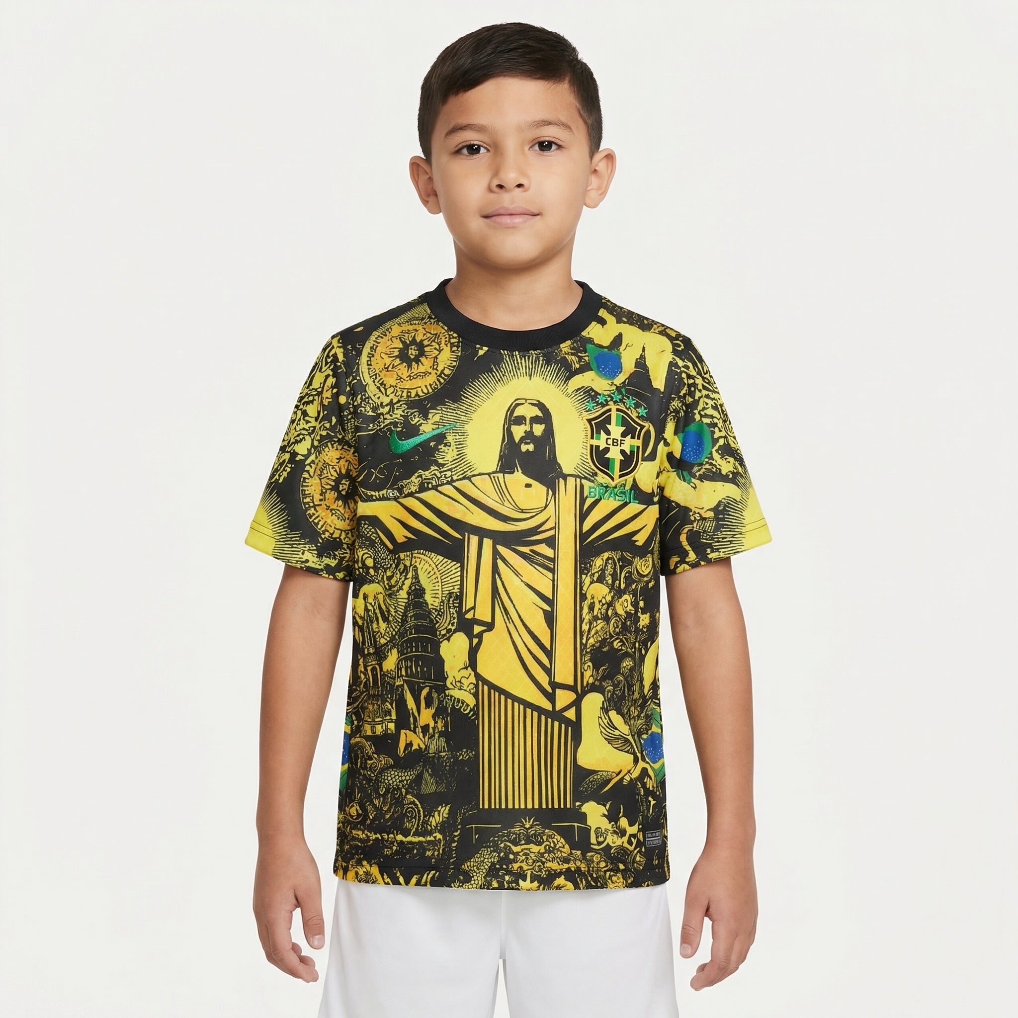 Conjunto Infantil Edição Especial Brasil 2024/2025, Kit Infantil Brasil Reserva 26/27 - Copa do Mundo, PIQUE DE JOGADOR, O Conjunto Infantil Edição Especial Brasil 2024/2025 foi desenvolvido para os pequenos torcedores que querem vestir as cores da Seleção Brasileira com estilo e exclusividade. Inspirado em uma edição especial da temporada 2024/2025, o conjunto combina design moderno com a tradição do futebol brasileiro. O kit é composto por camisa e shorts, trazendo elementos visuais diferenciados que dest