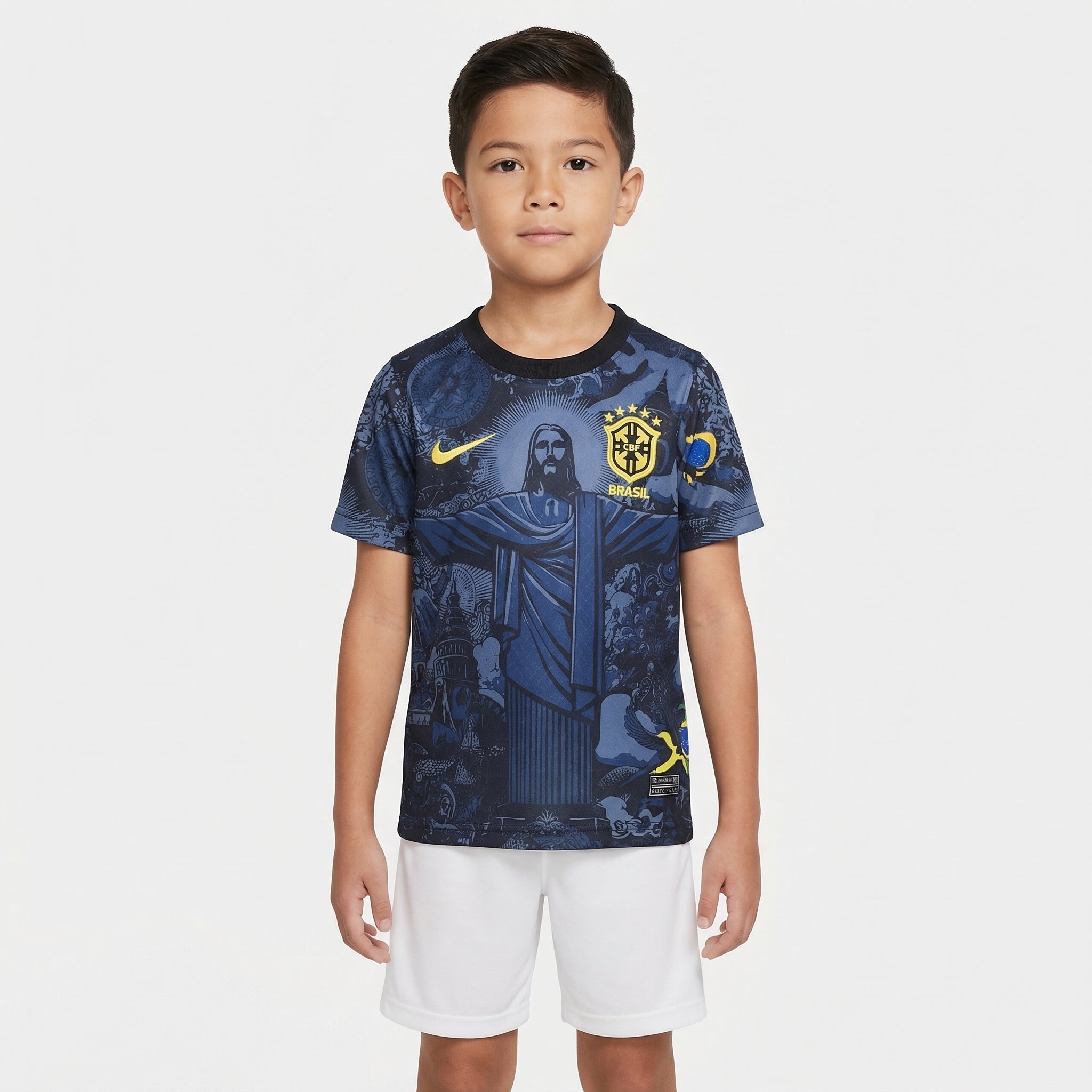 Conjunto Infantil Edição Especial Brasil II 2024/2025, Kit Infantil Brasil Reserva 26/27 - Copa do Mundo, PIQUE DE JOGADOR, O Conjunto Infantil Edição Especial Brasil II 2024/2025 foi desenvolvido para os pequenos torcedores que desejam vestir um uniforme diferenciado da Seleção Brasileira. Inspirado em uma edição especial do segundo uniforme da temporada 2024/2025, o conjunto combina design moderno com a tradição do futebol brasileiro. O kit é composto por camisa e shorts, trazendo o visual característico 
